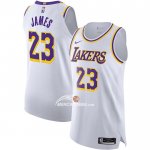 Maglia Los Angeles Lakers LeBron James NO 23 Association Autentico Bianco