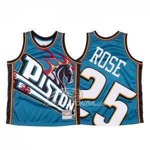 Maglia Detroit Pistons Derrick Rose Mitchell & Ness Big Face Blu