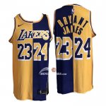 Maglia Los Angeles Lakers Kobe Bryant LeBron James No 24 23 Split Giallo Viola