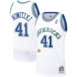 Maglia Dallas Mavericks Dirk Nowitzki NO 41 Mitchell & Ness 1998-99 Bianco