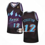 Maglia Utah Jazz John Stockton NO 12 Mitchell & Ness 1996-97 Nero