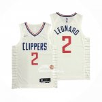 Maglia Los Angeles Clippers Kawhi Leonard NO 2 Association 2020-21 Autentico Bianco