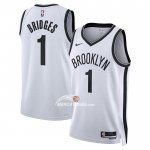 Maglia Brooklyn Nets Mikal Bridges NO 1 Association 2022-23 Bianco