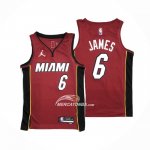 Maglia Miami Heat LeBron James NO 6 Statement 2020-21 Rosso