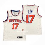 Maglia New York Knicks Jeremy Lin NO 17 Association Bianco
