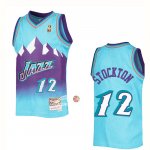 Maglia Utah Jazz John Stockton NO 12 Mitchell & Ness 1996-97 Blu