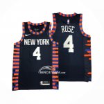Maglia New York Knicks Derrick Rose NO 4 Citta Edition 2019-20 Blu
