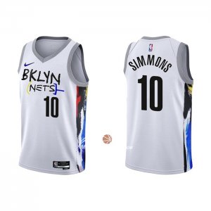 Maglia Brooklyn Nets Ben Simmons NO 10 Citta 2022-23 Bianco