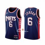 Maglia Brooklyn Nets Deandre Jordan NO 6 Citta 2021-22 Blu
