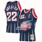 Maglia Houston Rockets Clyde Drexler NO 22 Mitchell & Ness 1996-97 Blu