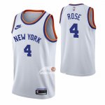 Maglia New York Knicks Derrick Rose NO 4 75th Anniversary Bianco