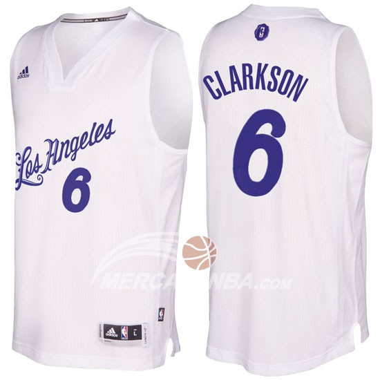 Maglia NBA Clarkson Christmas,LA Lakers Bianco
