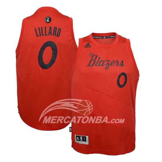 Maglia NBA Lillard Christmas,Portland Trail Blazers Rosso