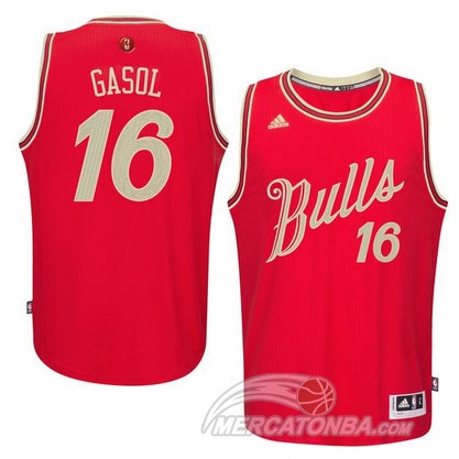 Maglia NBA Gasol Christmas,Chicago Bulls Rosso