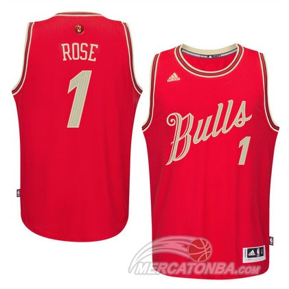 Maglia NBA Rose Christmas,Chicago Bulls Rosso