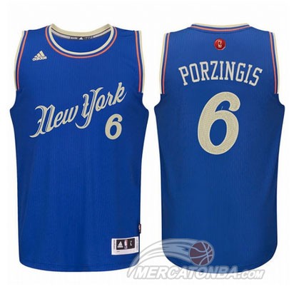 Maglia NBA Porzingis Christmas,New York Knicks Blu