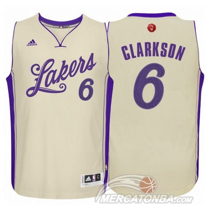 Maglia NBA Clarkson Christmas,Los Angeles Lakers Bianco