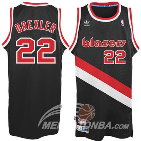 Maglia NBA Rivoluzione 30 Drexler,Portland Trail Blazers Nero