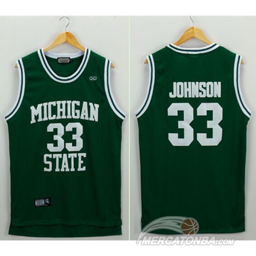 Maglia NBA NCAA Michigan State Johnson Verde